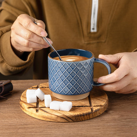 GBhome blue ceramic mugs, dishwasher safe for easy cleaning
