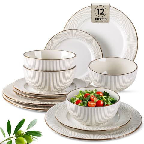 GBHOME ceramic dinner plates with embossed design for elegant daily meals.