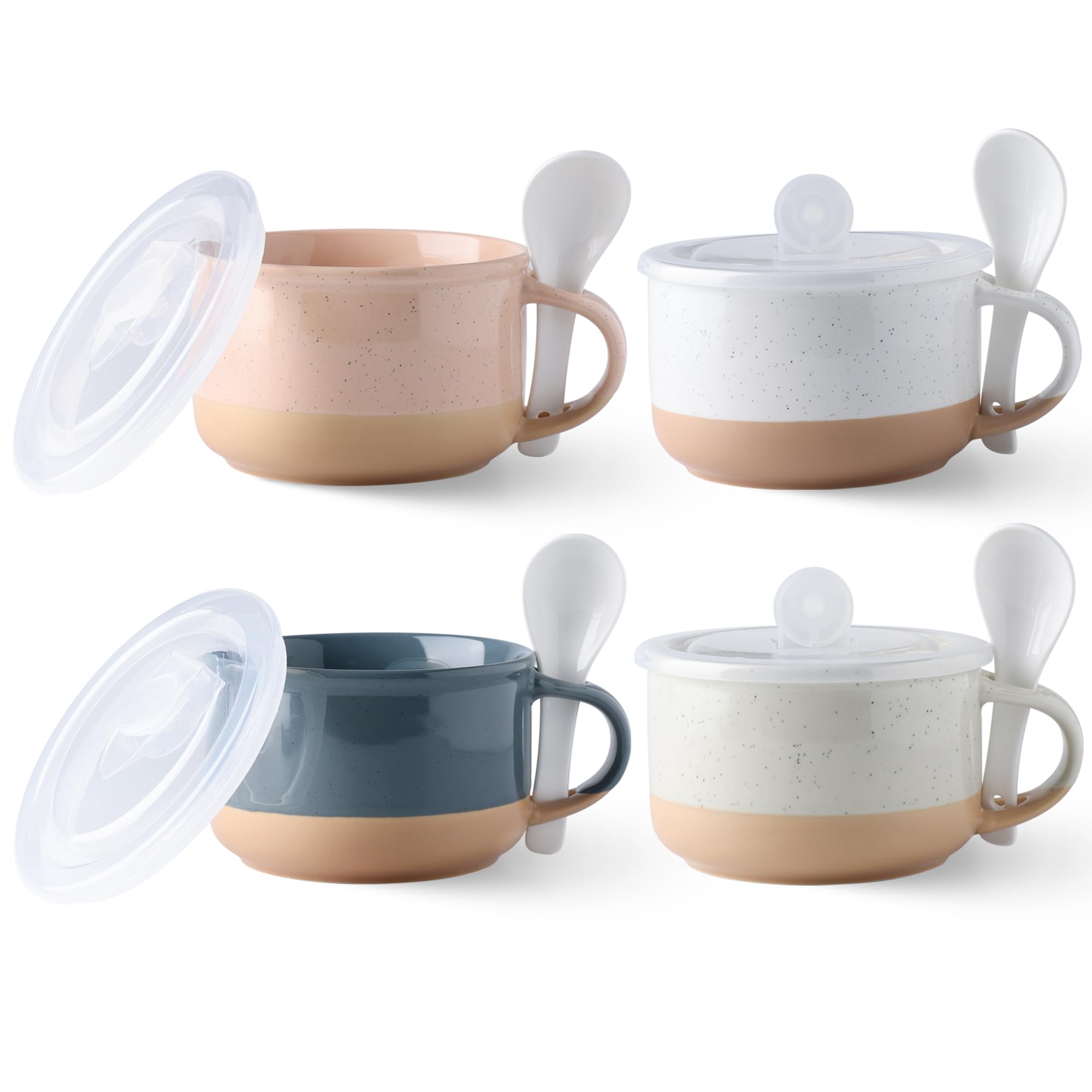 GBhome ceramic soup mug with lid and spoon for hot, enjoyable meals