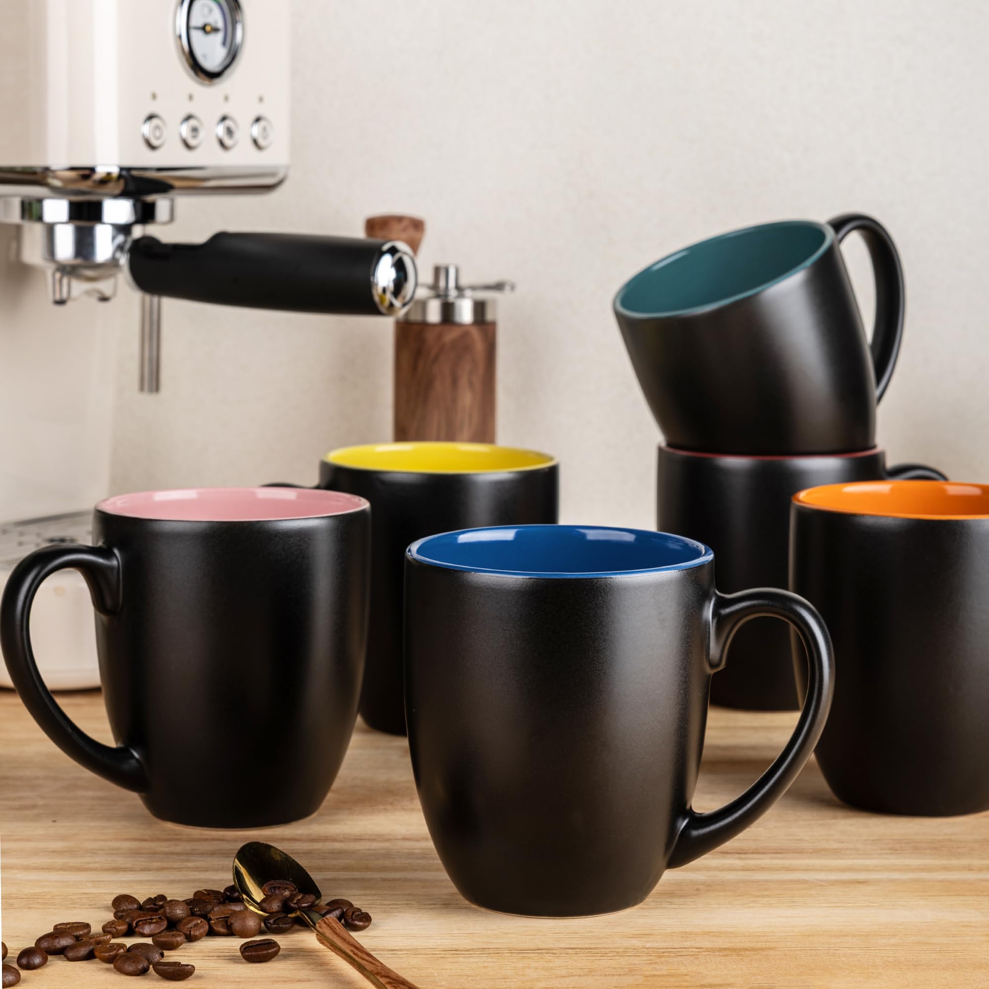 GBhome mugs with a stable base designed to minimize spills.