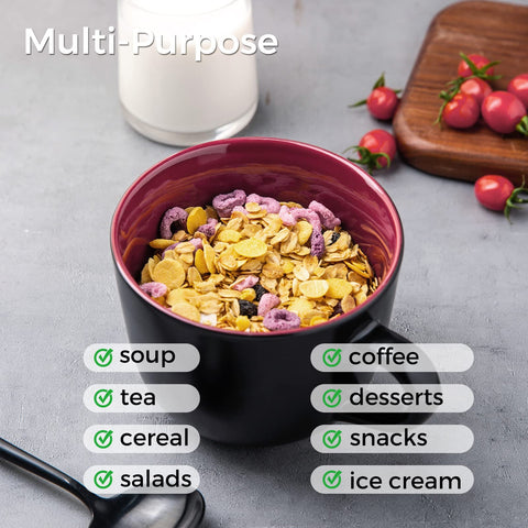 GBHOME multi-color glaze mugs shown on a dining table.