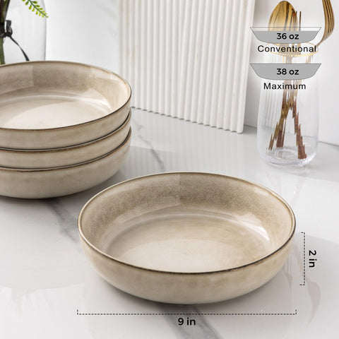 GBhome four-pack stoneware bowls ideal for pasta, salads, and sides.
