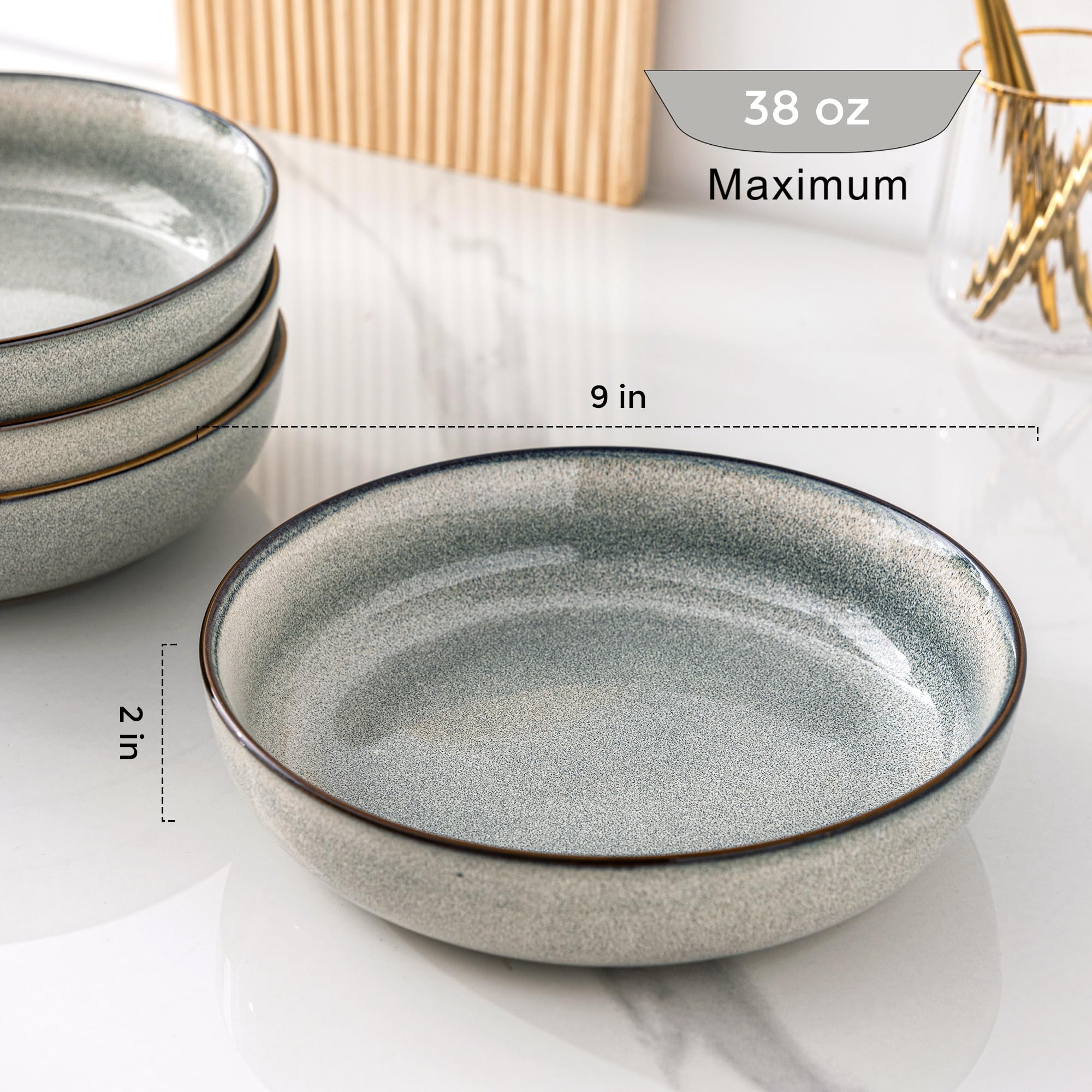 GBhome stoneware pasta bowls set of 4, durable serving pieces for meals and gatherings.