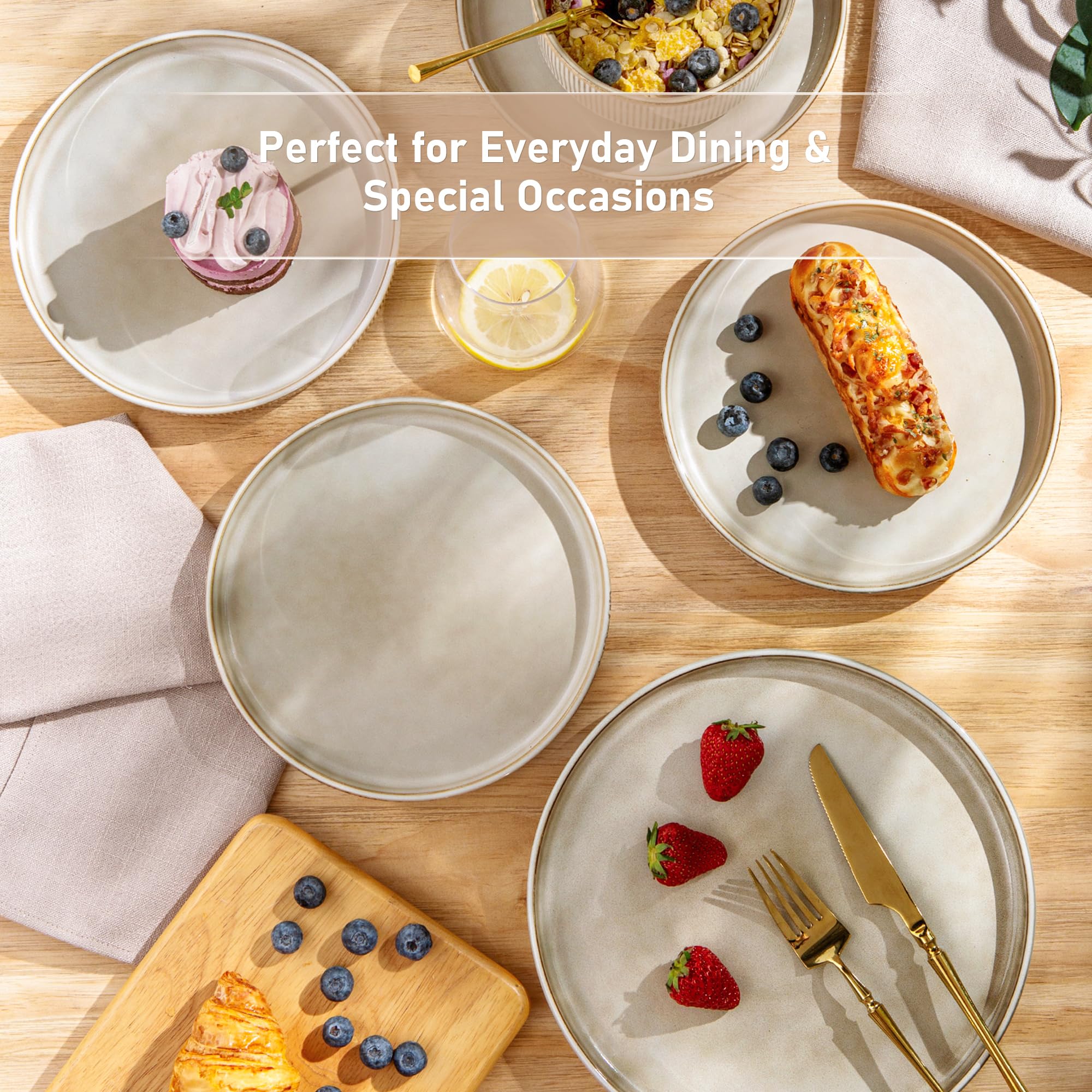 GBHOME scratch-resistant glaze protects everyday dinnerware from utensil marks.