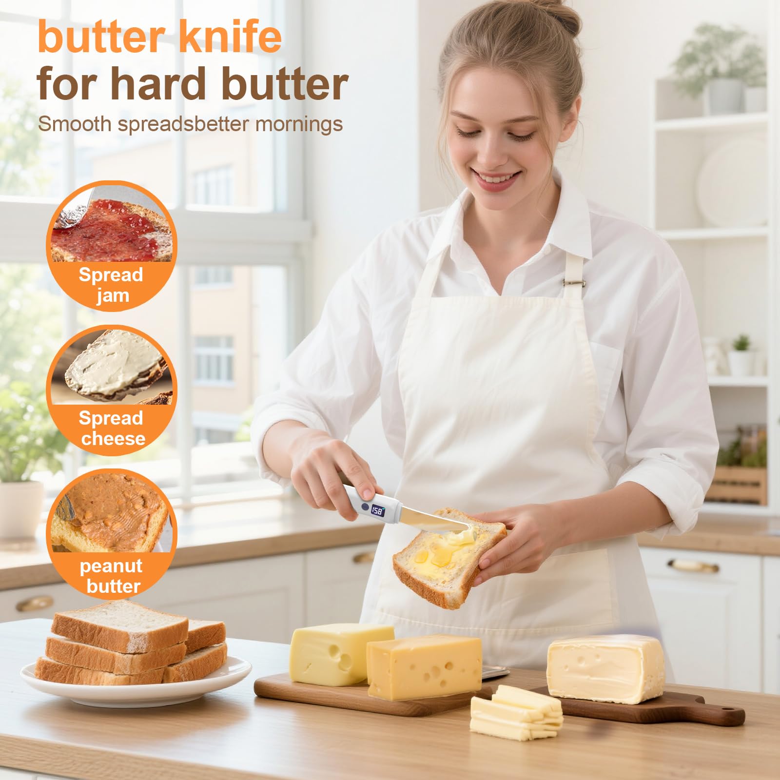 GBOJI knife spreading cheese with melted smoothness