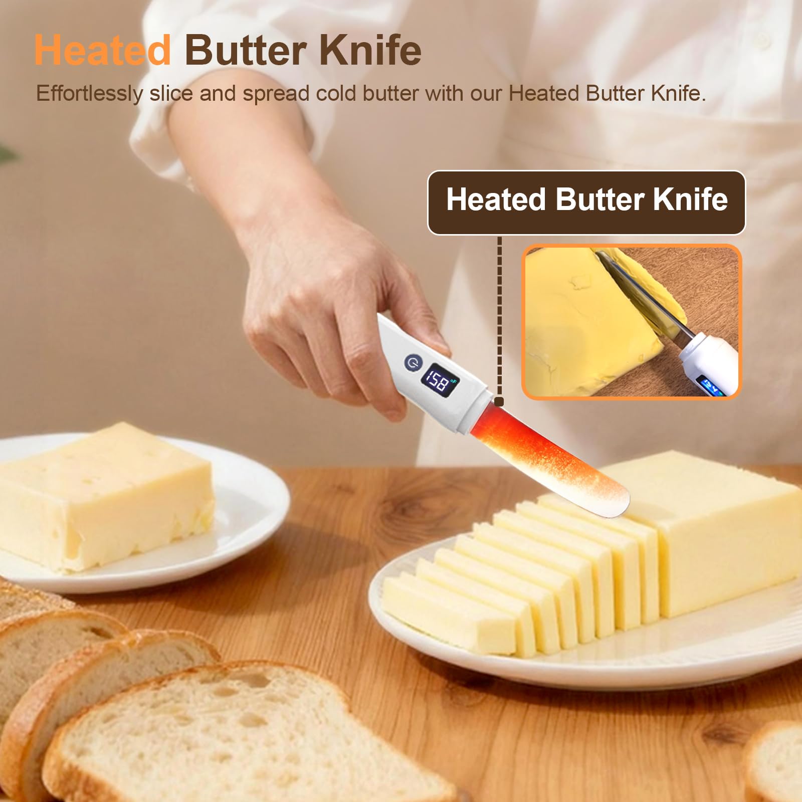 GBOJI butter knife with temperature display for precise control