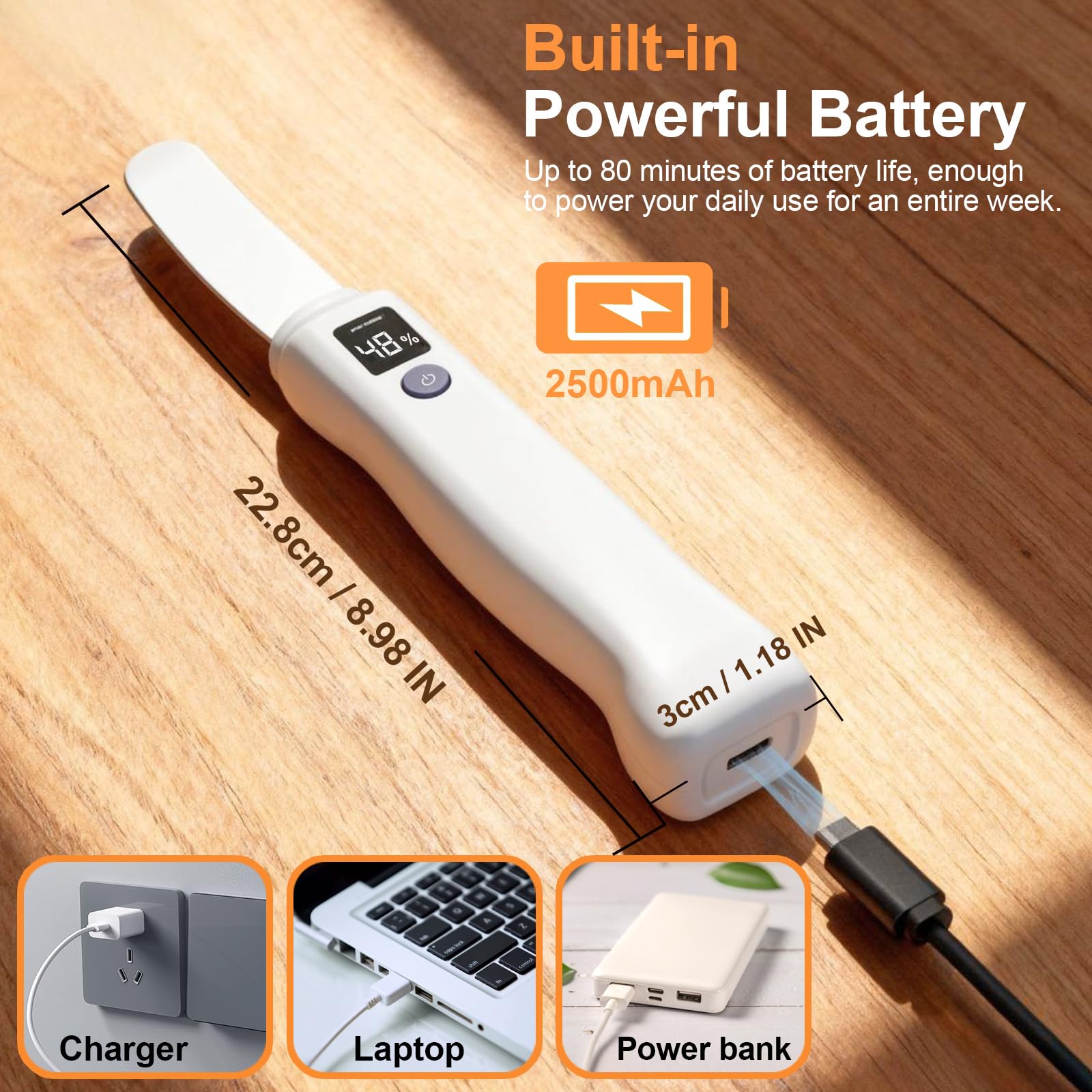 GBOJI USB charging feature with battery indicator on display