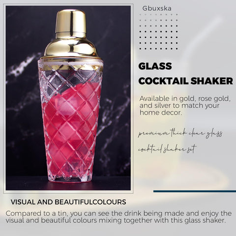 Gbuxska Gold Cocktail Shaker Set mixing spoon included for thorough stirring and balanced flavors.