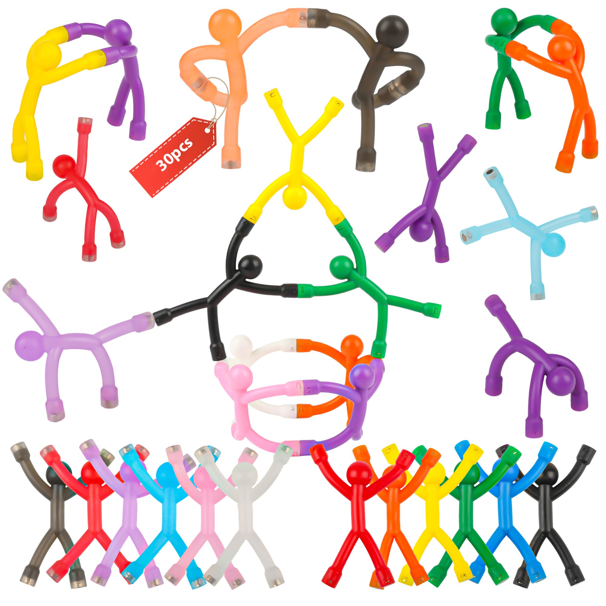 GBYMIUY 30pcs transparent magnet men figures for colorful fridge decor and creative play.