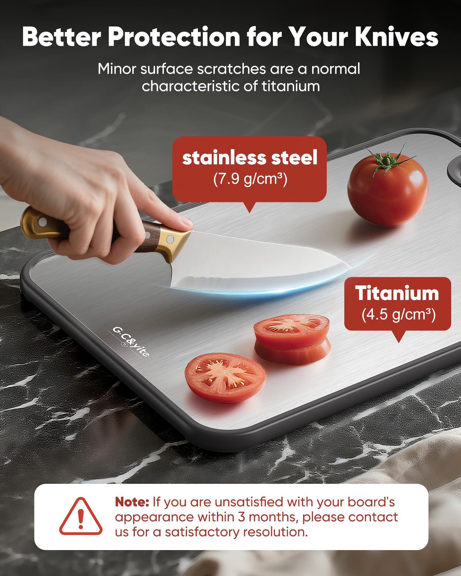 G.C&yite titanium edge-protecting design keeps knives safer during prep