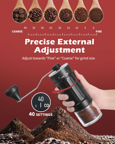 GCCTXG ceramic-burr ensures uniform grind for pour-over and espresso at home.