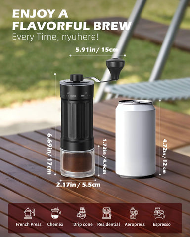 GCCTXG adjustable grind settings for precise control across brew methods.