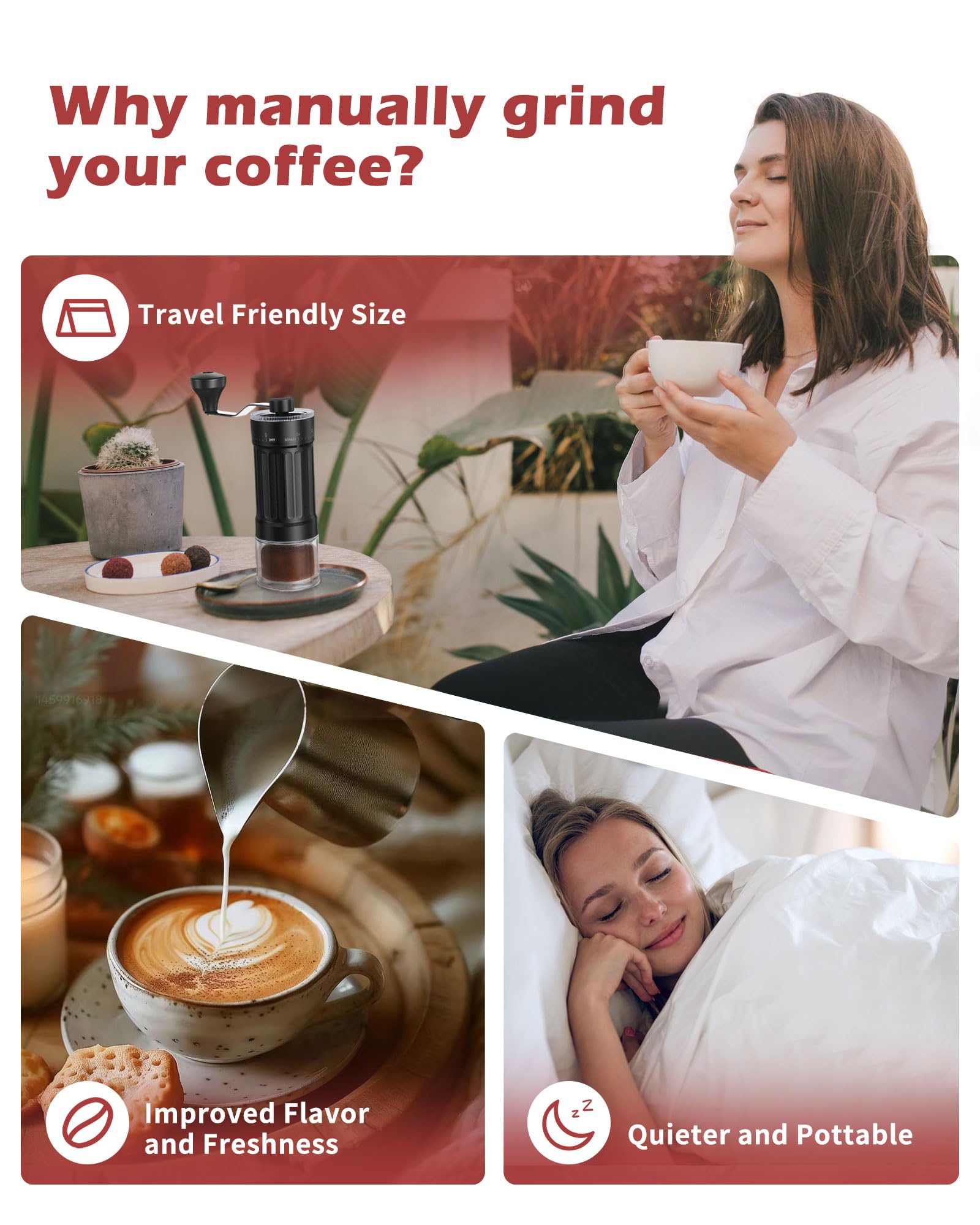 GCCTXG portable handheld grinder for on-the-go coffee experiences.