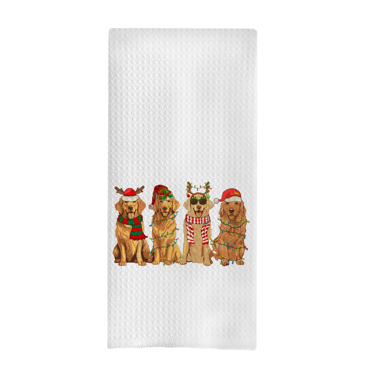 GCFET Golden Retriever waffle dish towel, highly absorbent for quick drying and decor.