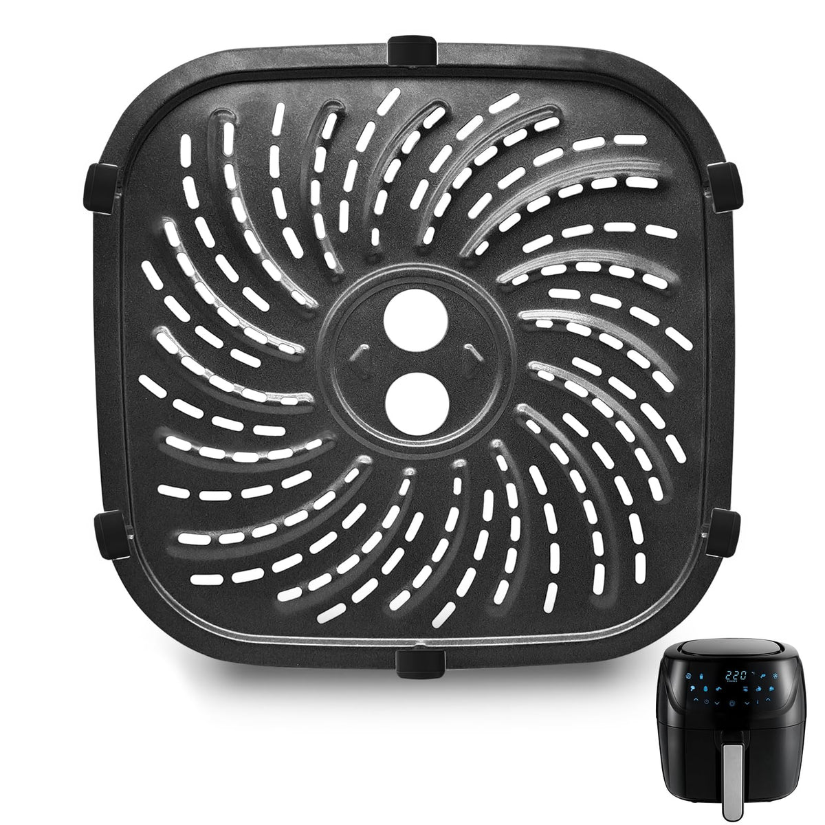 GCQFZ PowerXL 8x8 replacement tray close-up showing even heat distribution
