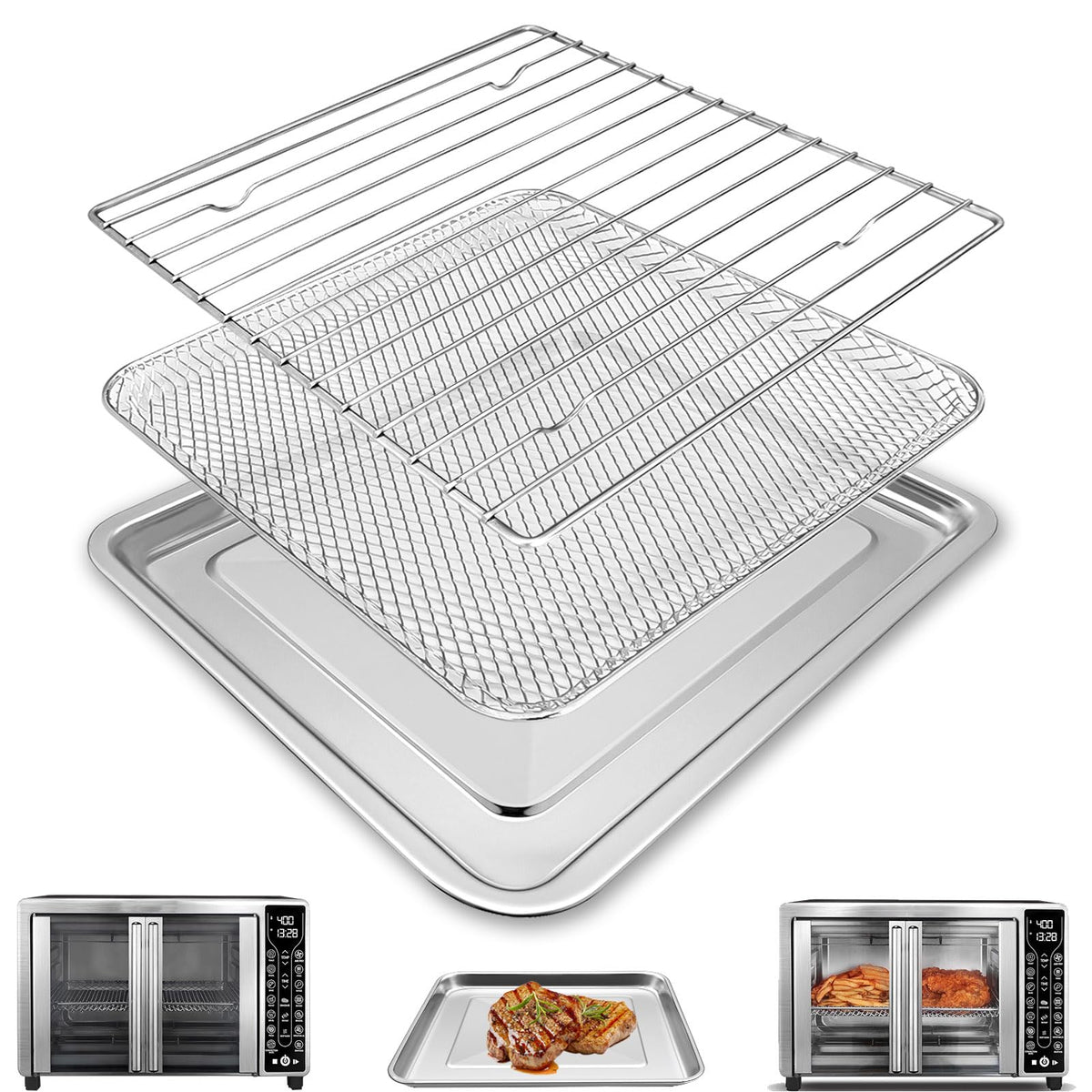 GCQFZ air fryer basket close-up for durable food-grade cooking.