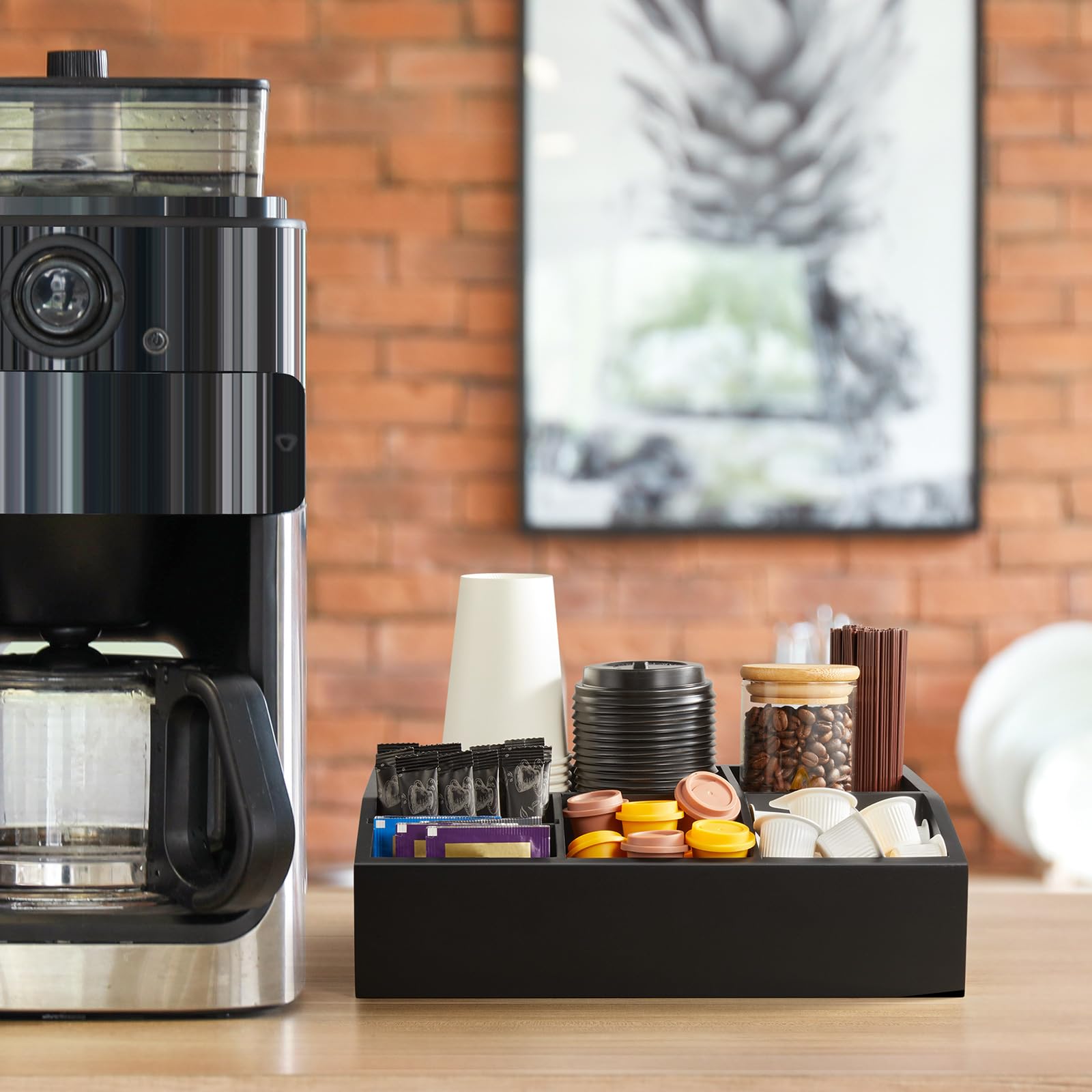 GCWSTJK six-compartment organizer offers easy access to coffee and tea essentials