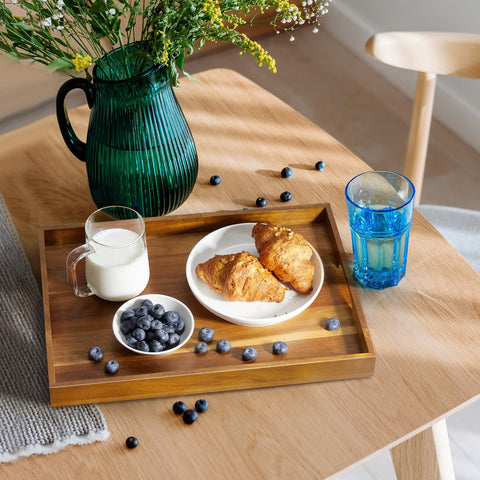 GCWSTJK large wooden tray for ottoman or coffee table use, versatile home accessory.