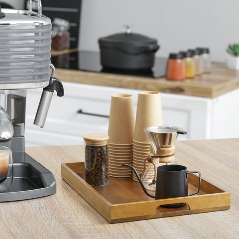 GCWSTJK wood tray with non-slip pads protects furniture during use.