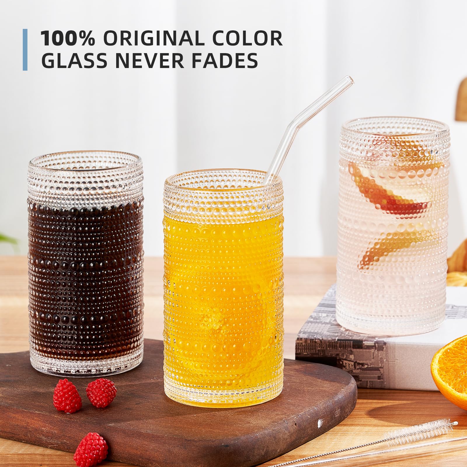 GDCCI vintage-style glass ideal for water, cocktails, juice, or iced beverages.
