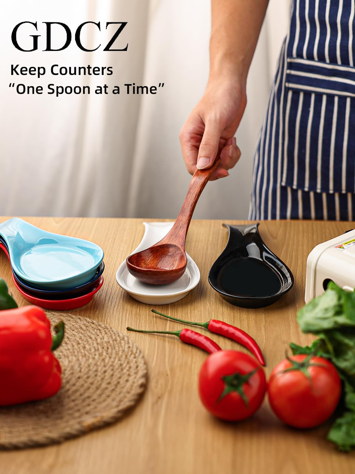 Red GDCZ rest adds color while catching spills during prep.