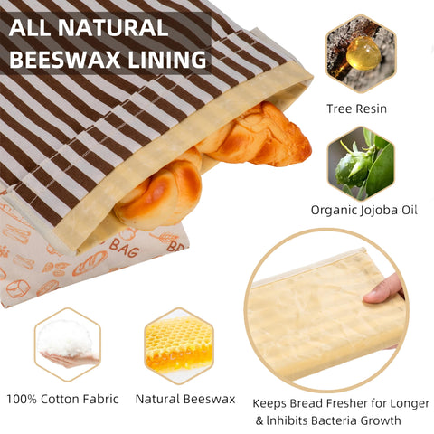 GDDAY extra large bread bag laid flat showing 17x12.5 inch size for sourdough