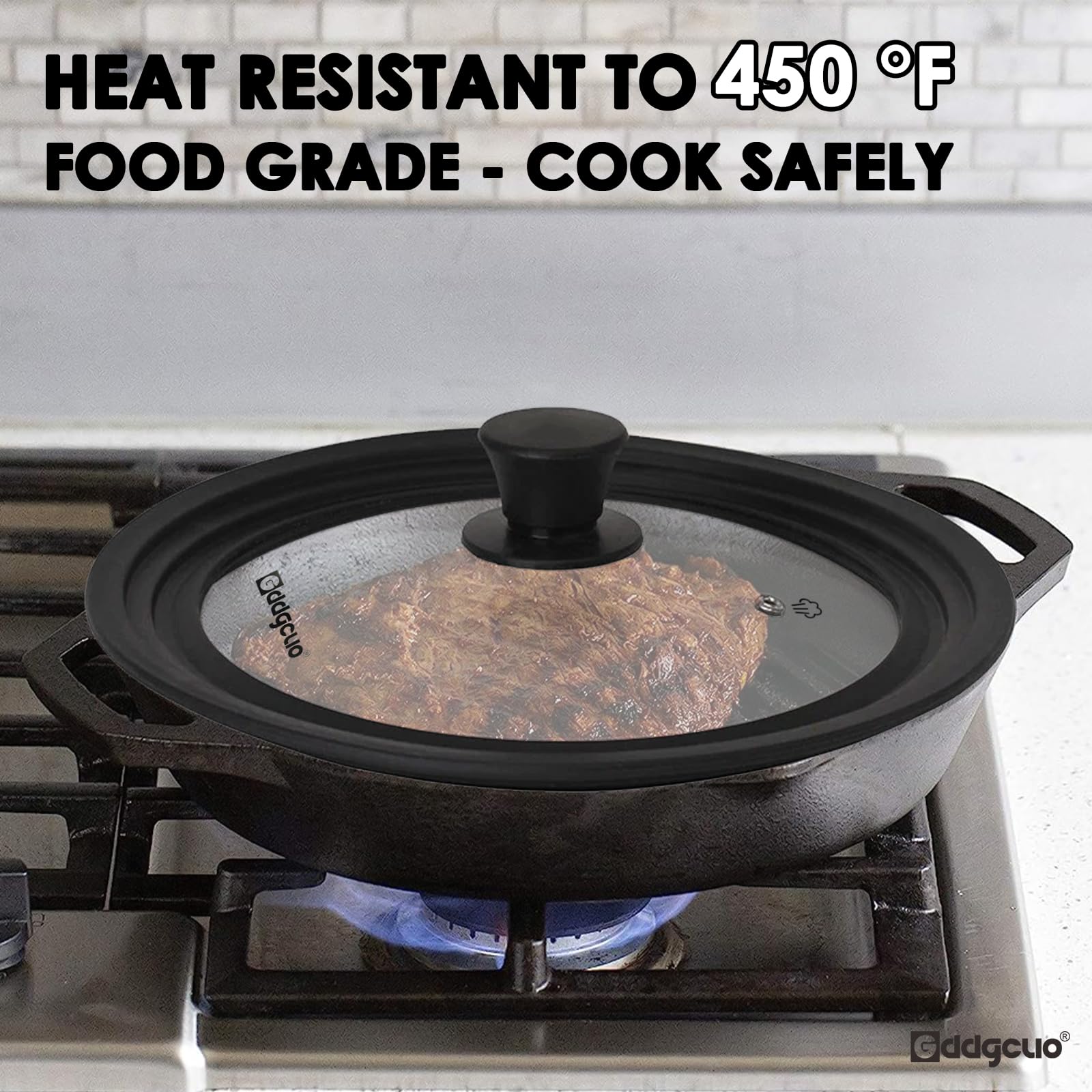 GDDGCUO dishwasher-safe lid for quick cleanup after cooking.