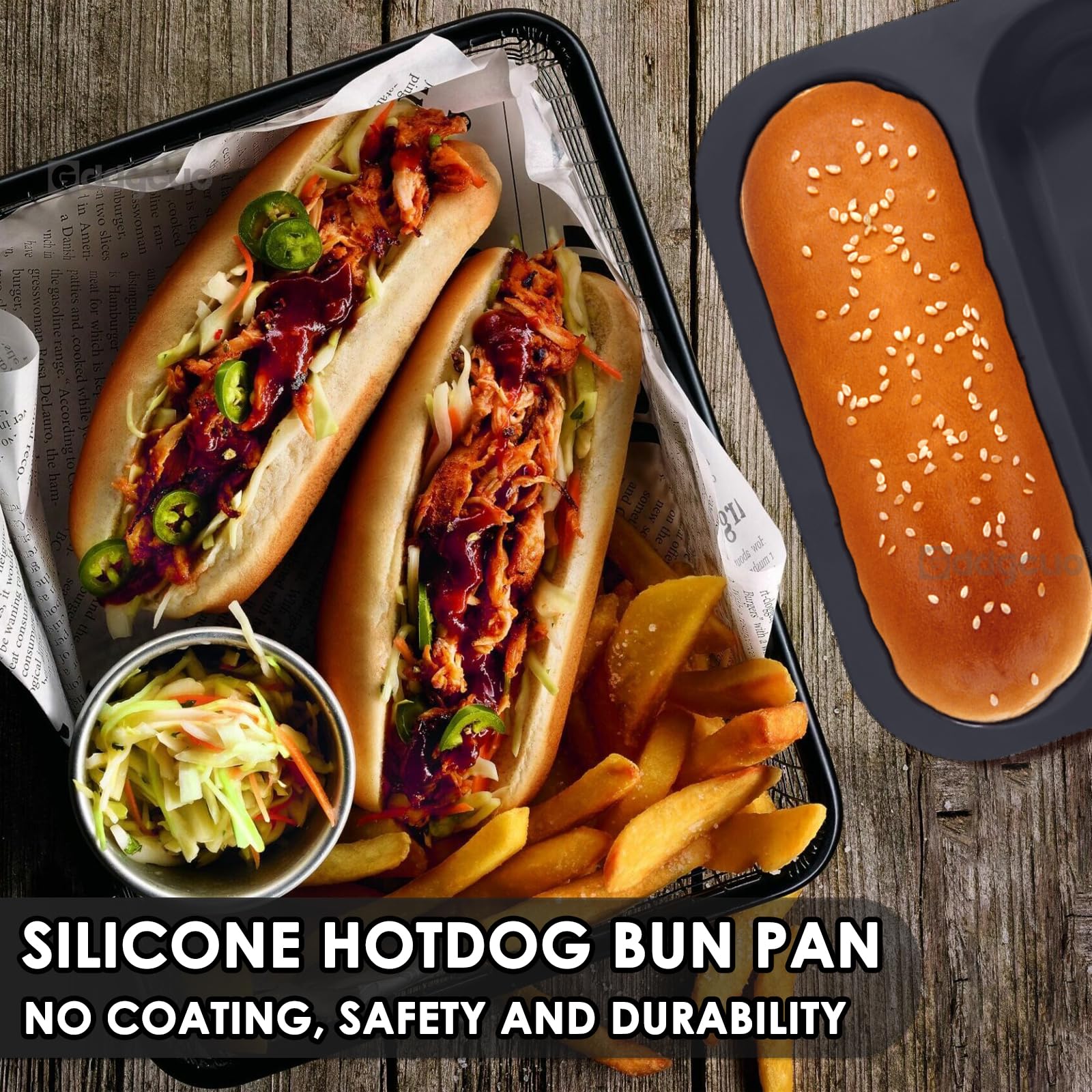 GDDGCUO silicone hotdog bun pan nonstick surface for quick release