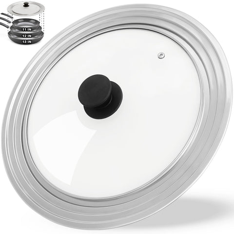 GDDGCUO universal lid on an 11-inch pot for versatile cooking and even heat.