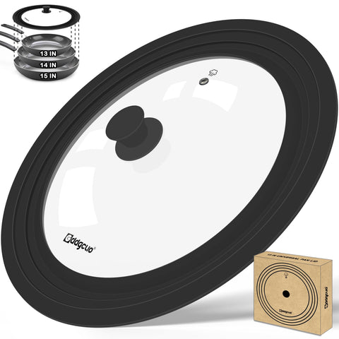 GDDGCUO universal pan lid on a 13-15 inch pot for easy visibility.