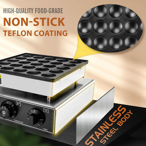 GDDGHS mini pancakes control panel enables precise temperature and timing for consistent outcomes.