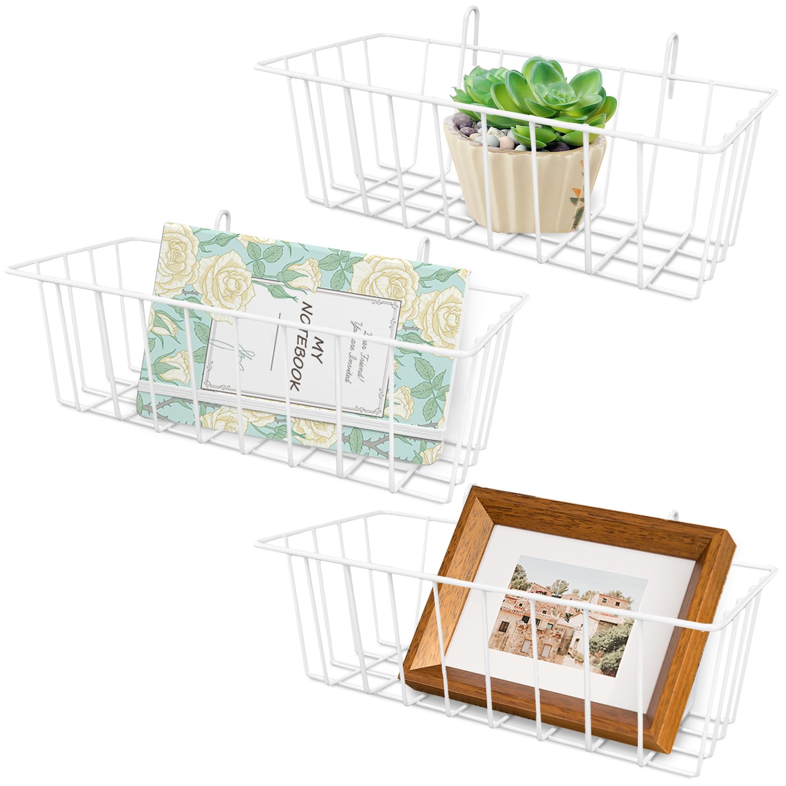 Gddochn 3-piece wire baskets for kitchen storage and decluttering.