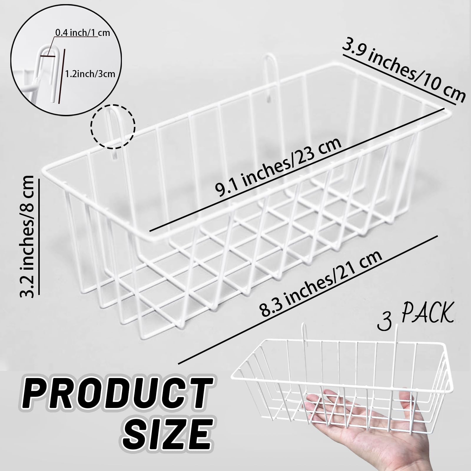 Gddochn wall-mount white wire basket ideal for pantry display.