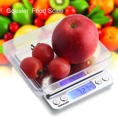GDEALER Food Scale tare button for net weight accuracy.