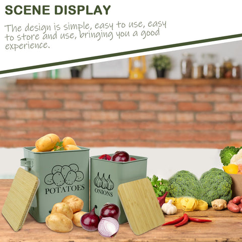 Gdfjiy garlic bin with wooden lid, convenient pantry organization