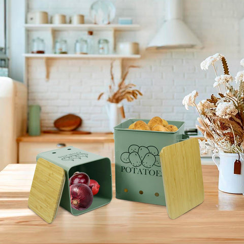 Gdfjiy grayish-green finish on tin set complements modern or retro kitchens