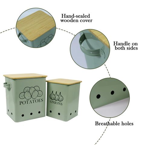 Gdfjiy vegetable storage tins with onions, stackable and space-saving