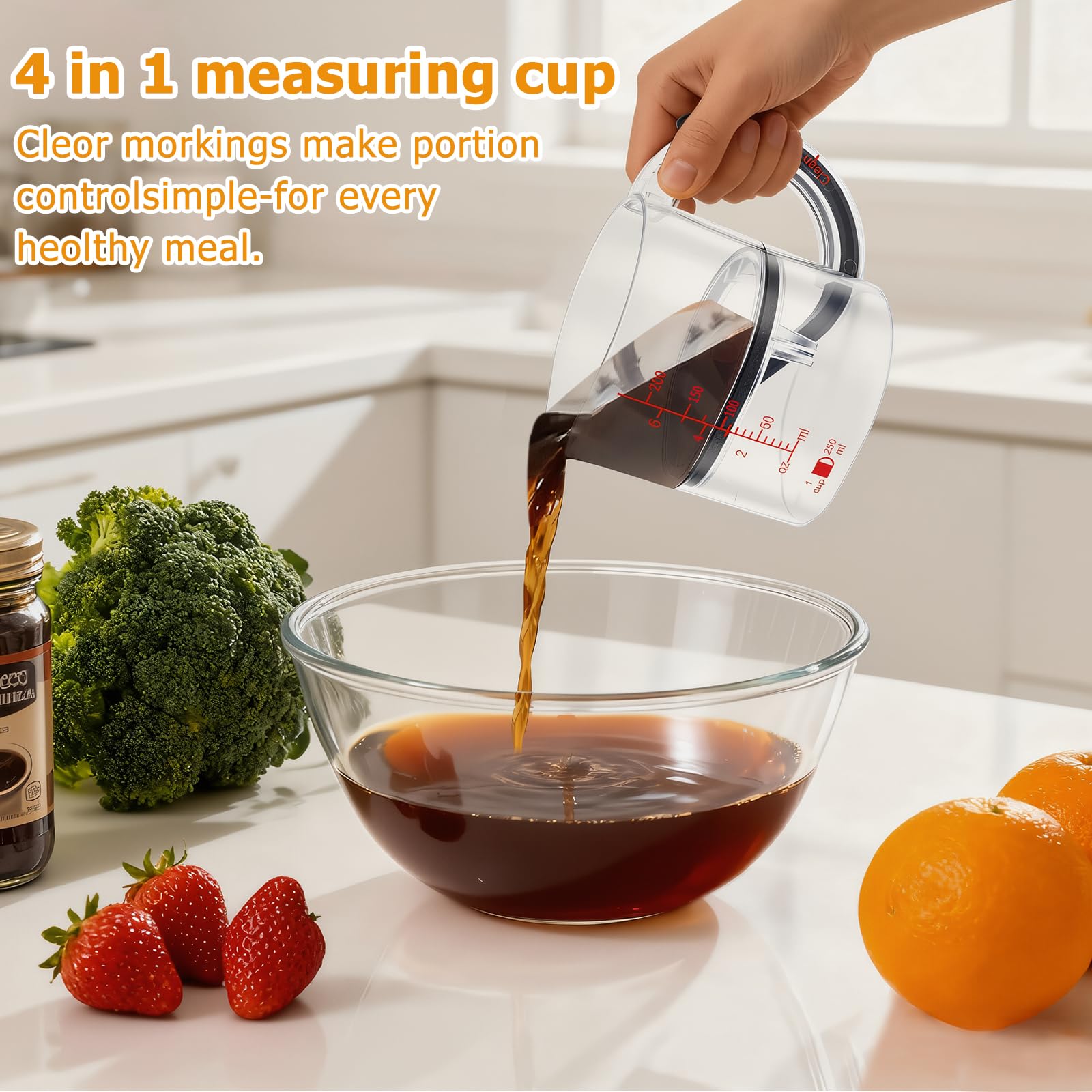 GDGJWL dual-scale ml and oz marks on the measuring cup for versatile readings.