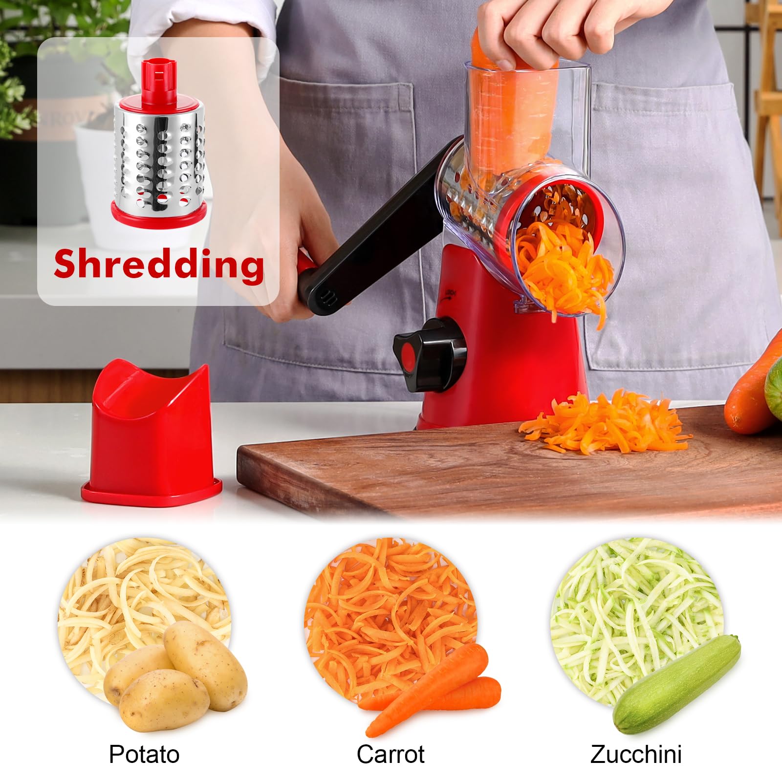 GDL cheese shredder three-blade drum ready for hard and soft cheeses