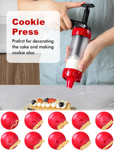 GDL cookie press set with ergonomic handle for comfortable long baking sessions.