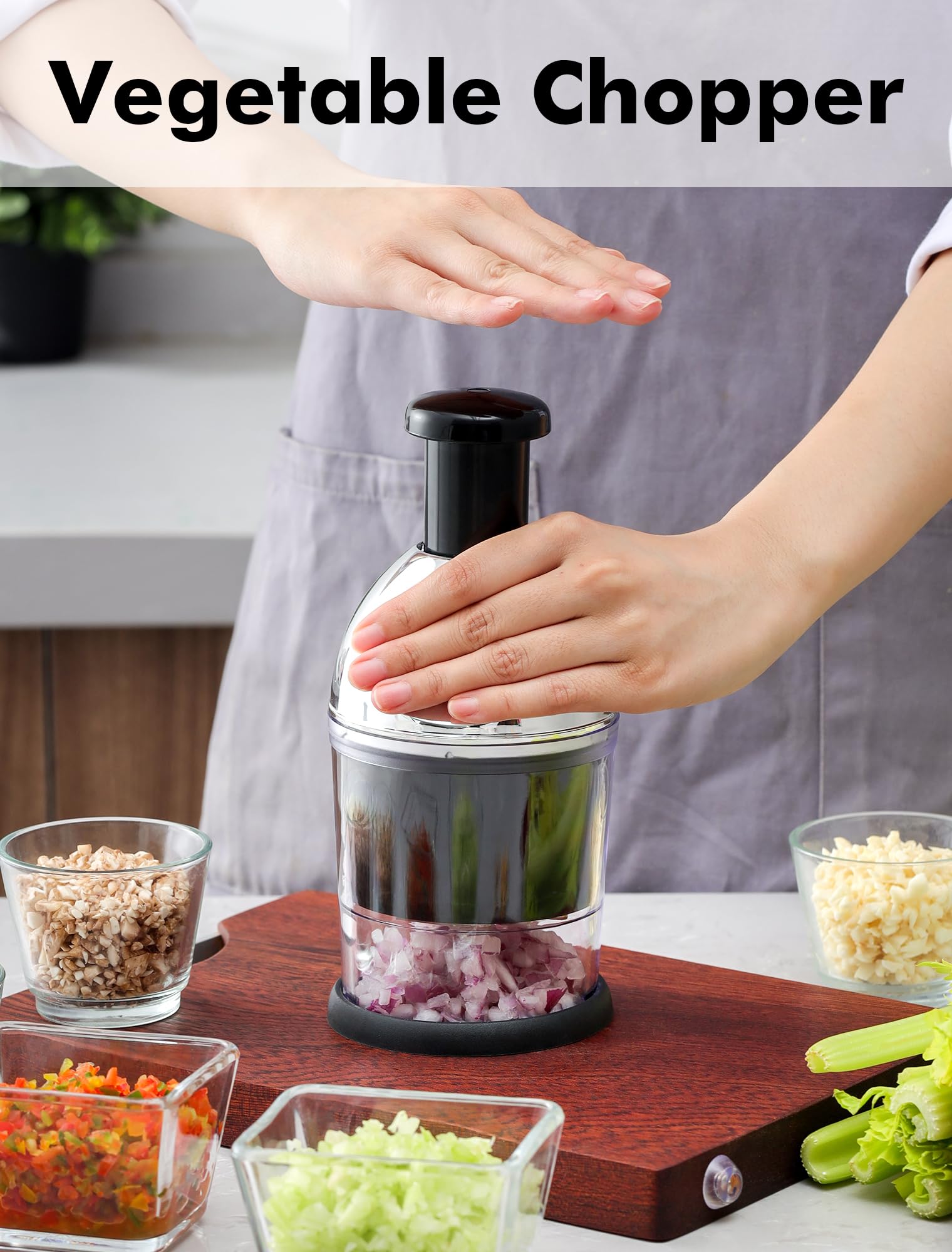 GDL Food Chopper compact design fits small kitchens and drawers.