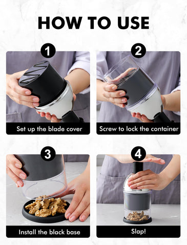 GDL Food Chopper blade rotates 24° for thorough, consistent results.