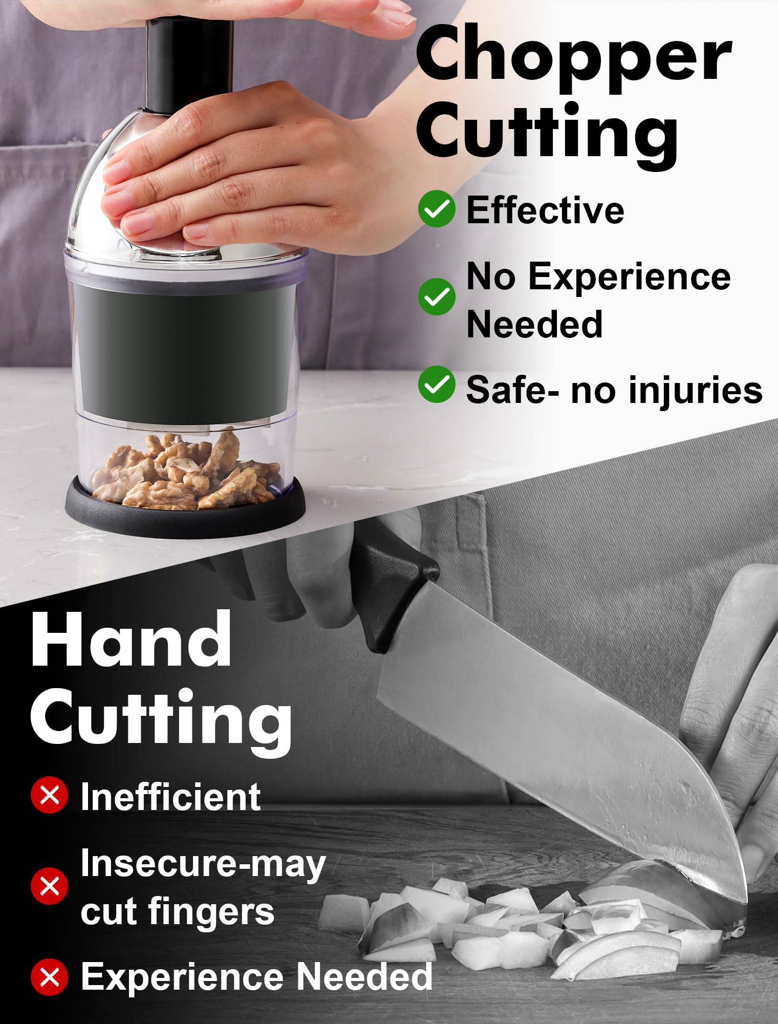 GDL Food Chopper in-use action with slap motion for fast prep.
