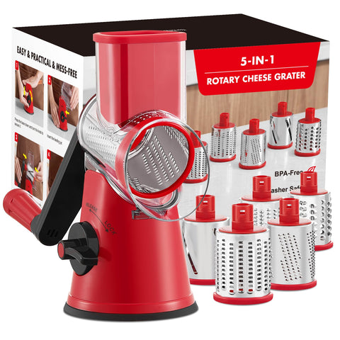 GDL rotary cheese grater with handle for smooth, effortless shredding