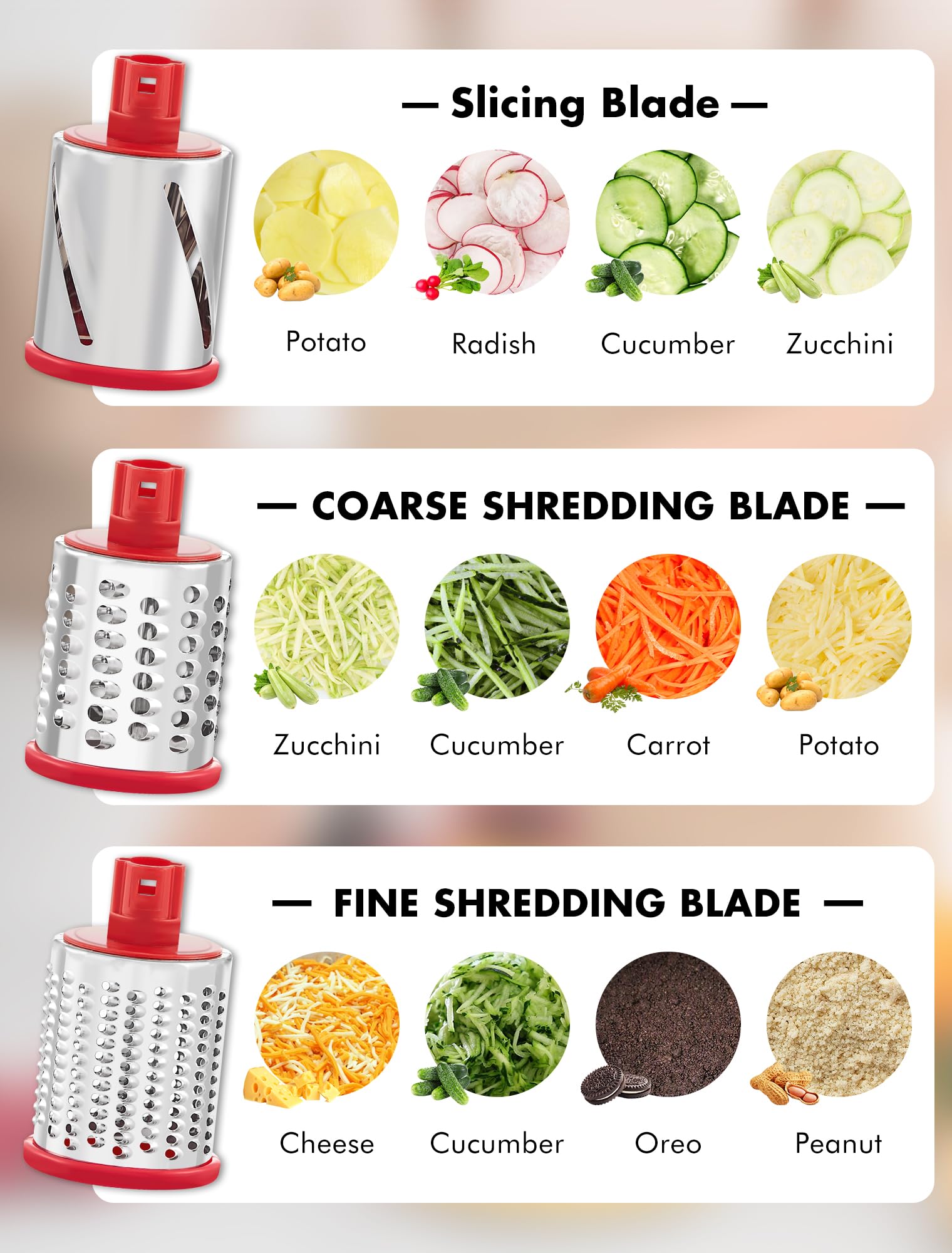 GDL stainless steel blades ready for durable grating performance