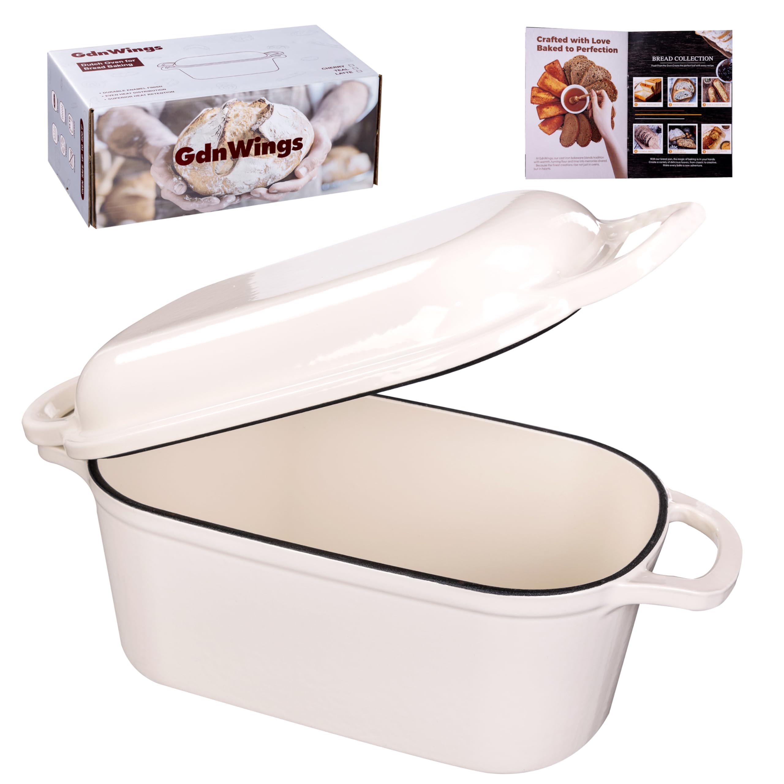 GdnWings 4.6 Qt Dutch Oven oval bread pan for even browning