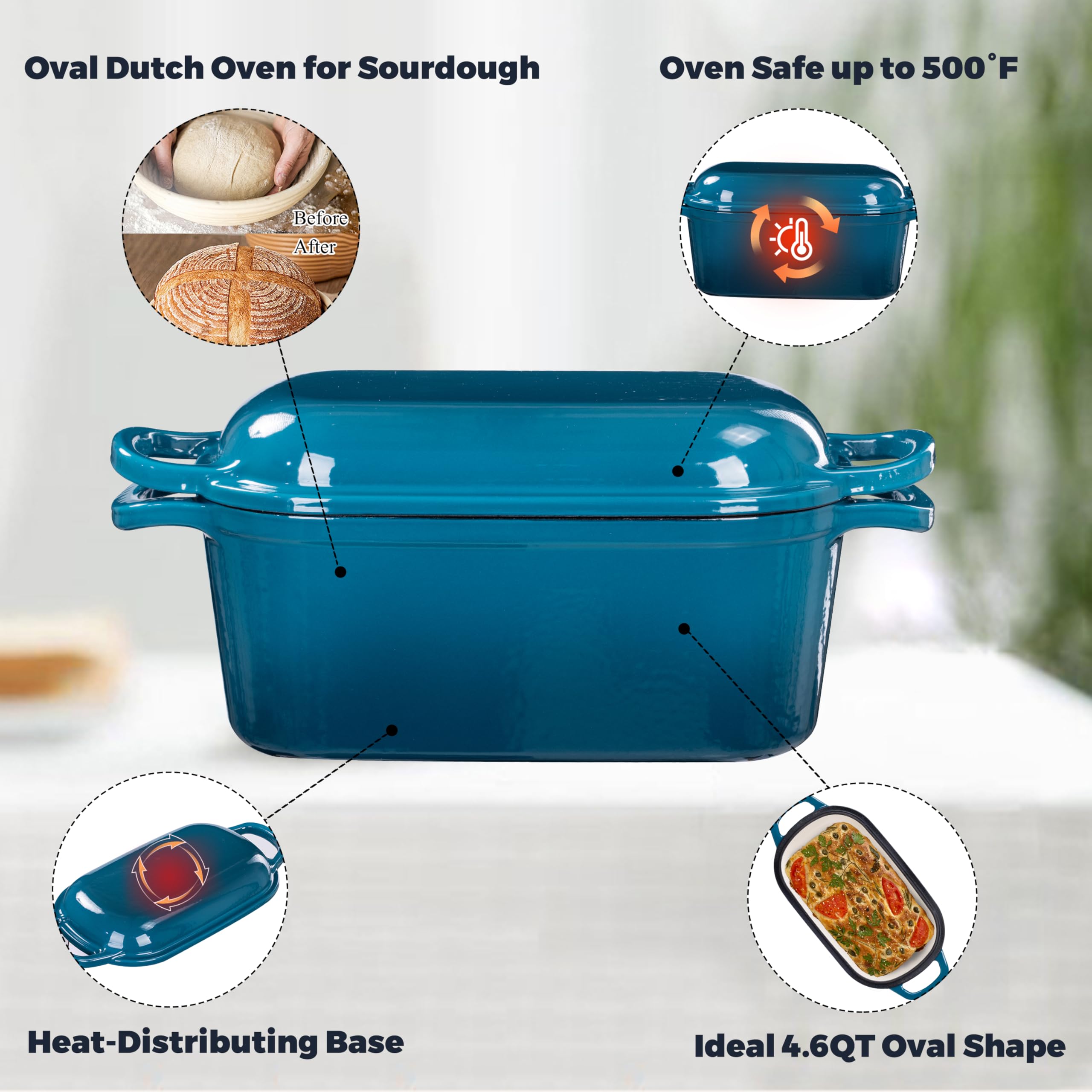 GdnWings bread pot with teal finish doubles as a stylish serving dish.