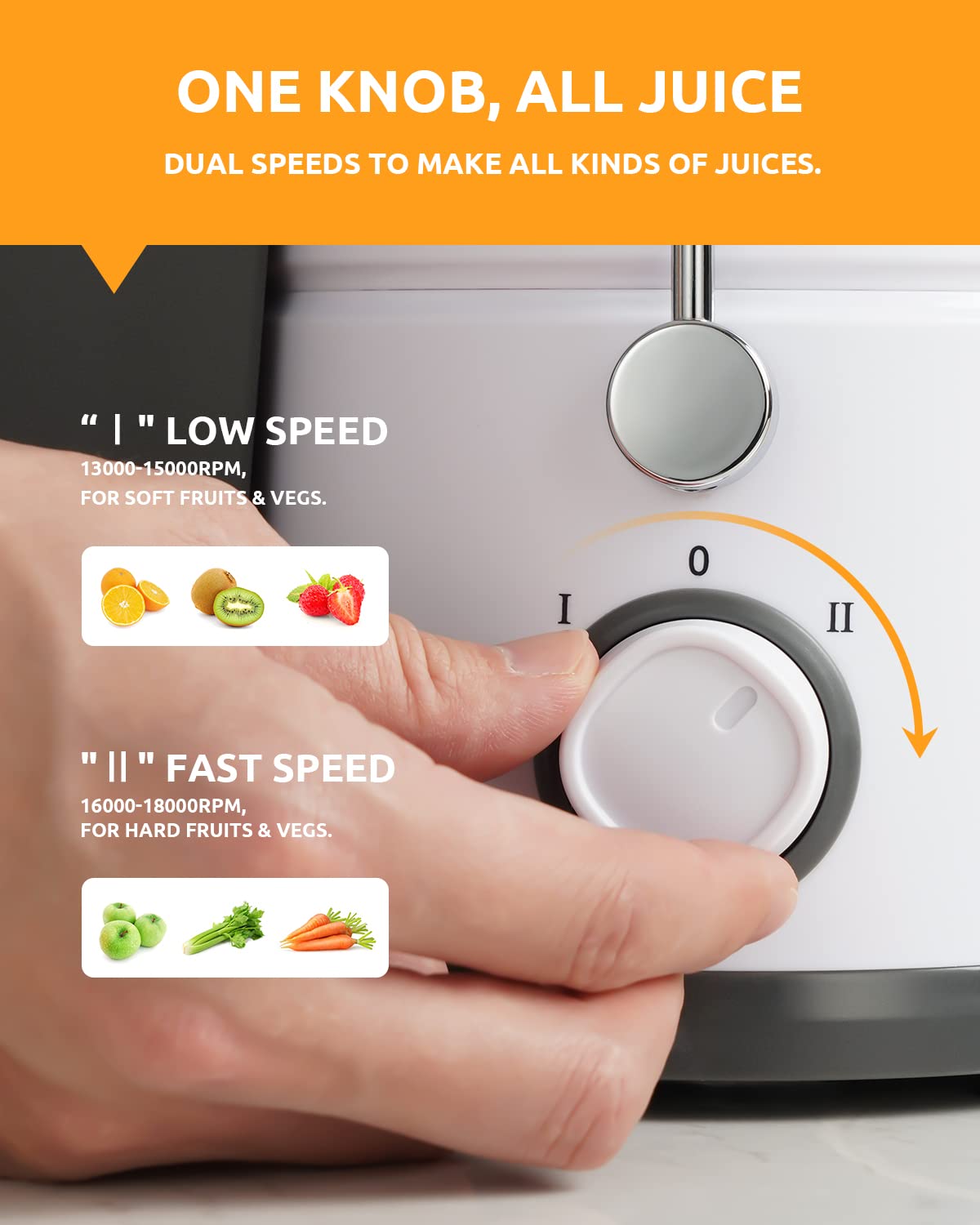 GDOR built-in foam separator reduces foam for clearer juice.