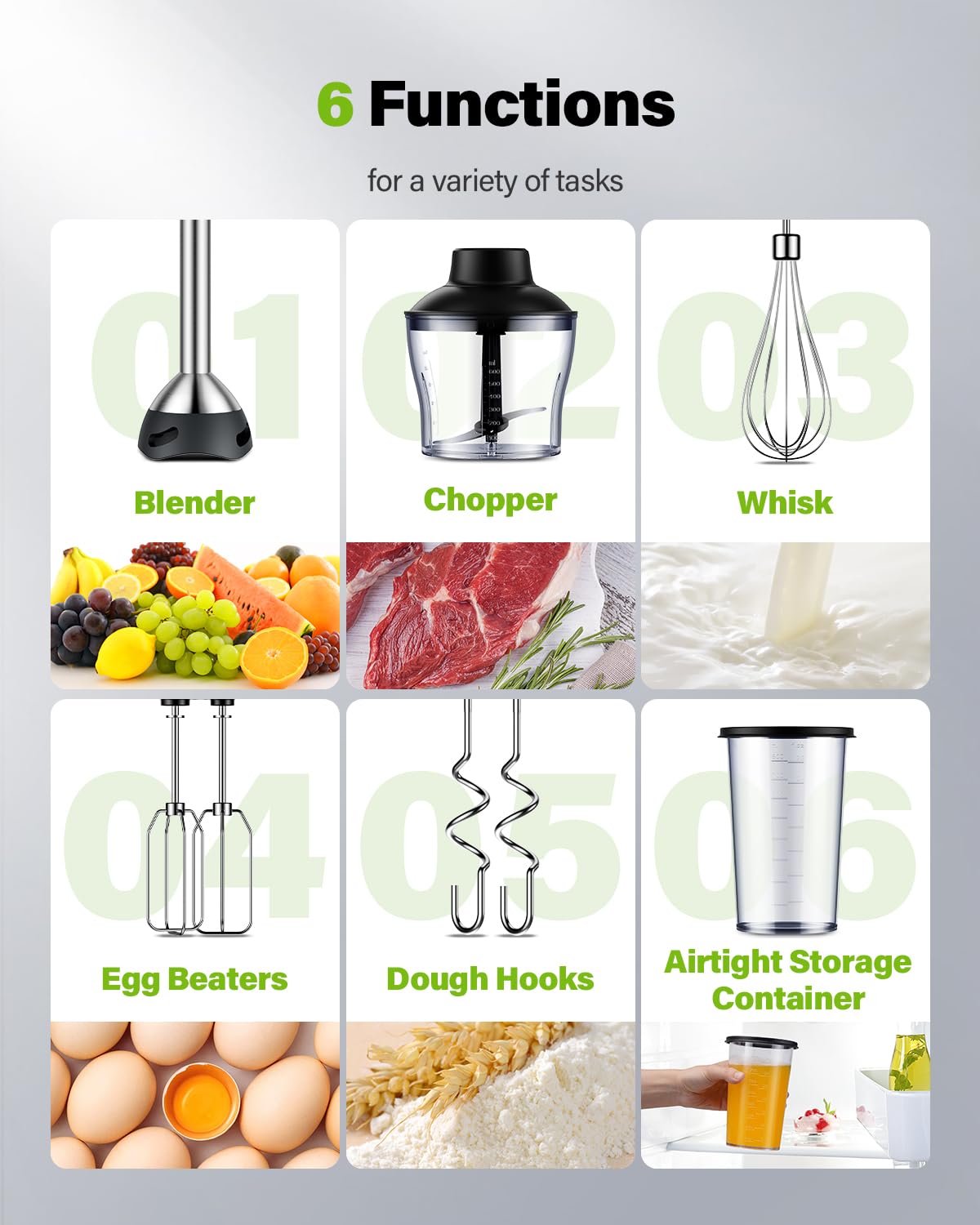 GDOR immersion blender with 20-speed control for precise texture