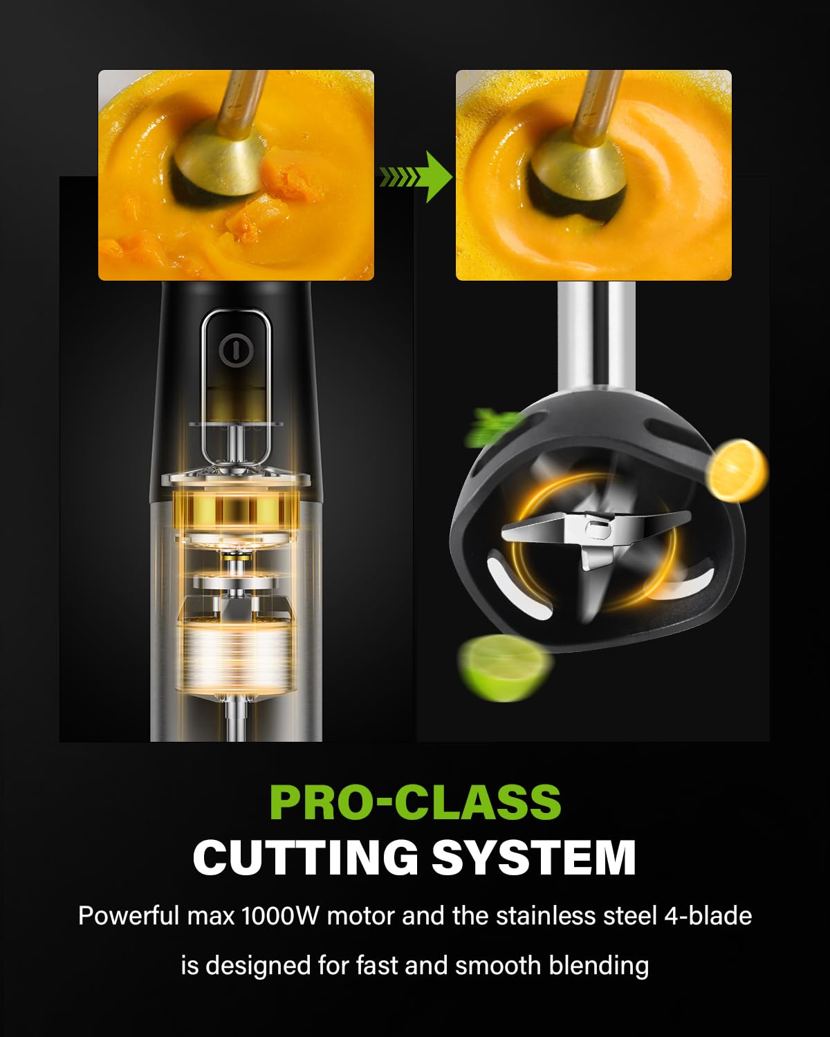 GDOR immersion blender with scratch-resistant guard protecting containers